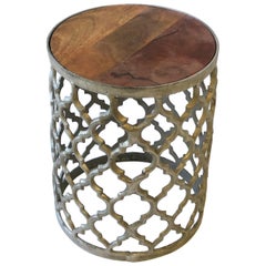 Moroccan or Moorish Style Side Drinks Table with Wood Top