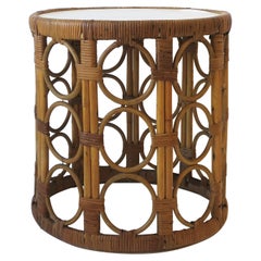 Wicker Round Side Drinks or End Table 