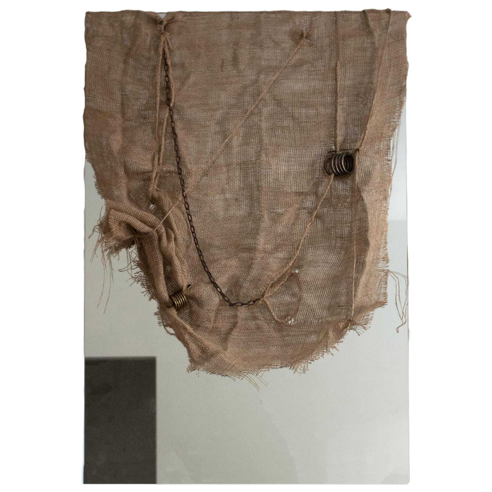 Burlap and Mixed Media, Contemporary, Sculptural, Treccia Mirror