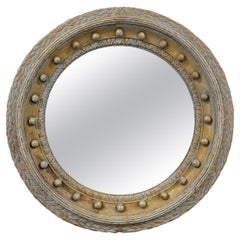 Massive Georgian-Inspired Gilt and Painted Framed Round Mirror