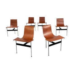 Mid-Century Brown Leather Model T Chairs Katavolos Kelley Littell Laverne, 1960s