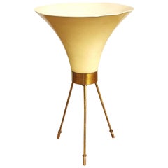 Midcentury Table Lamp Brass Enamelled Aluminum Tripod Italian Design, 1950s
