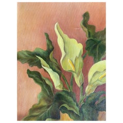Tropical Oil on Board Titled "Sheen Calla Lily" by Bernice Schlagel, 1948