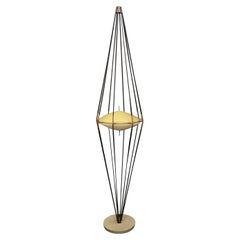 Angelo Lelii Arredoluce Floor Lamp Marbre Brass Iron Plexiglass Siluro 1957 IT
