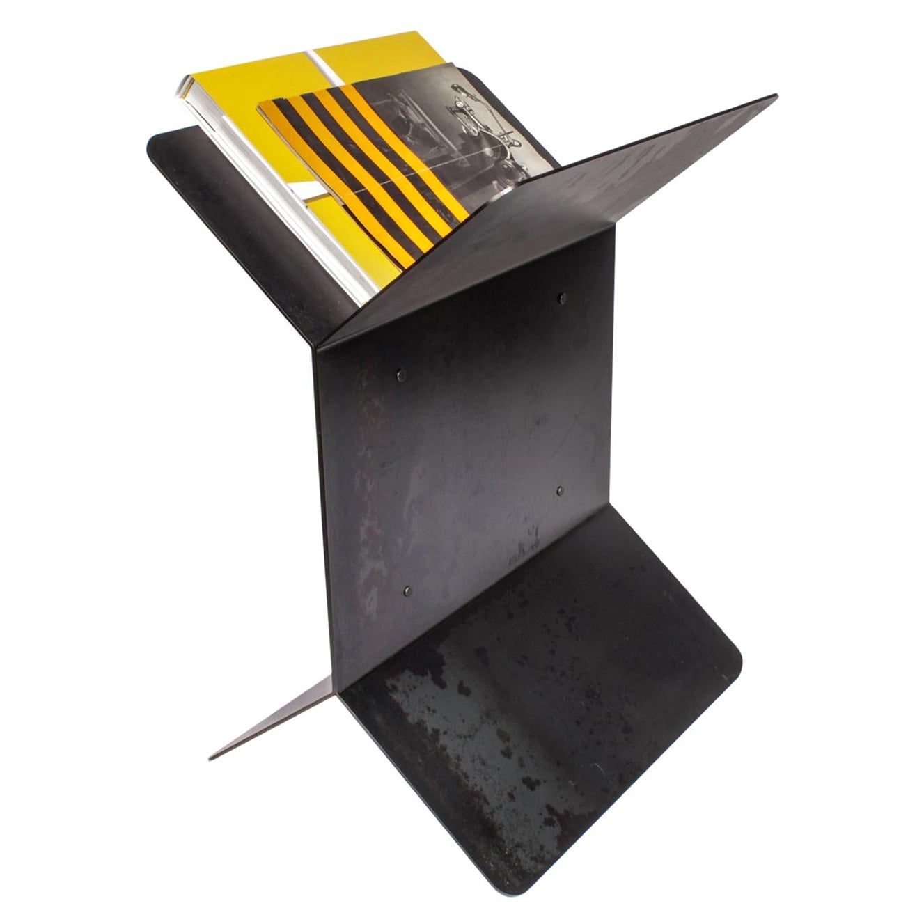 Post-Modern Modern Multifunctional 'X' Steel Side Table and Rack For Sale