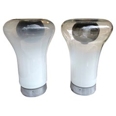 Pair of Saffo Lamps Murano Glass by Angelo Mangiarotti for Artemide, Italy, 1970