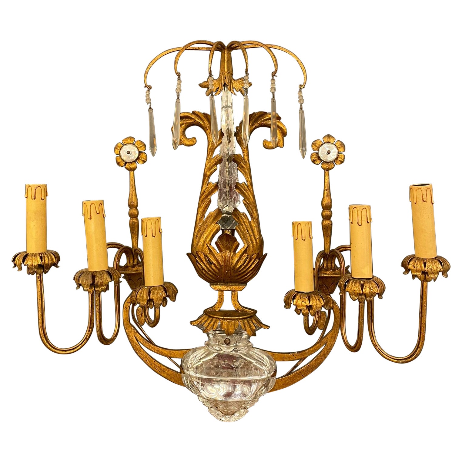 Large Glass Sconce in the Style of Maison Baguès