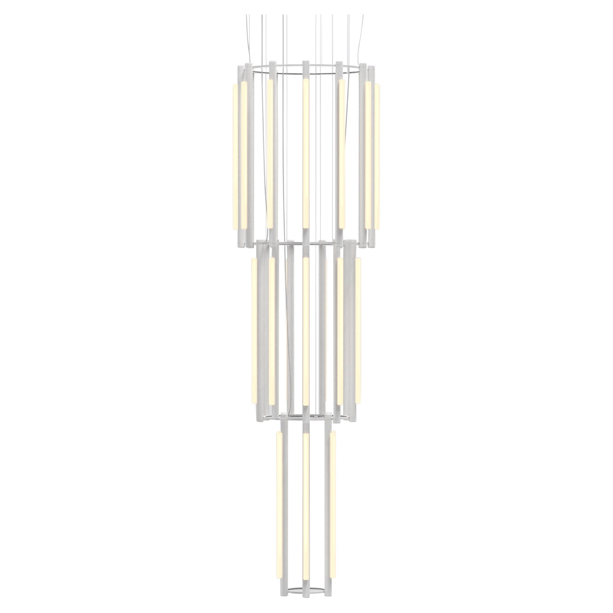 « Lustre Pipeline 12 - Pendentif » de Caine Heintzman pour Andlight, blanc