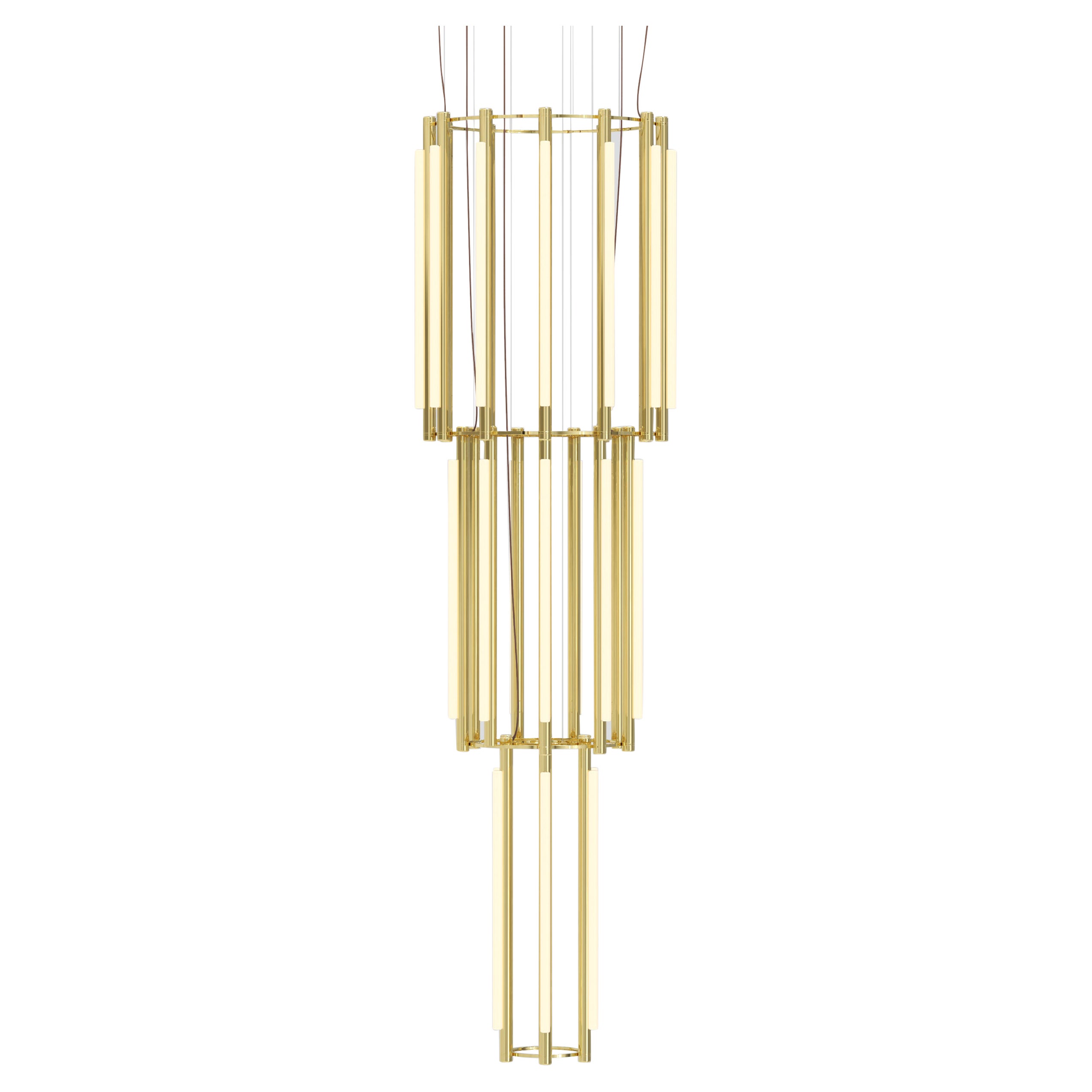 Lustre Pipeline 12 - Pendentif de Caine Heintzman pour AND Light, laiton