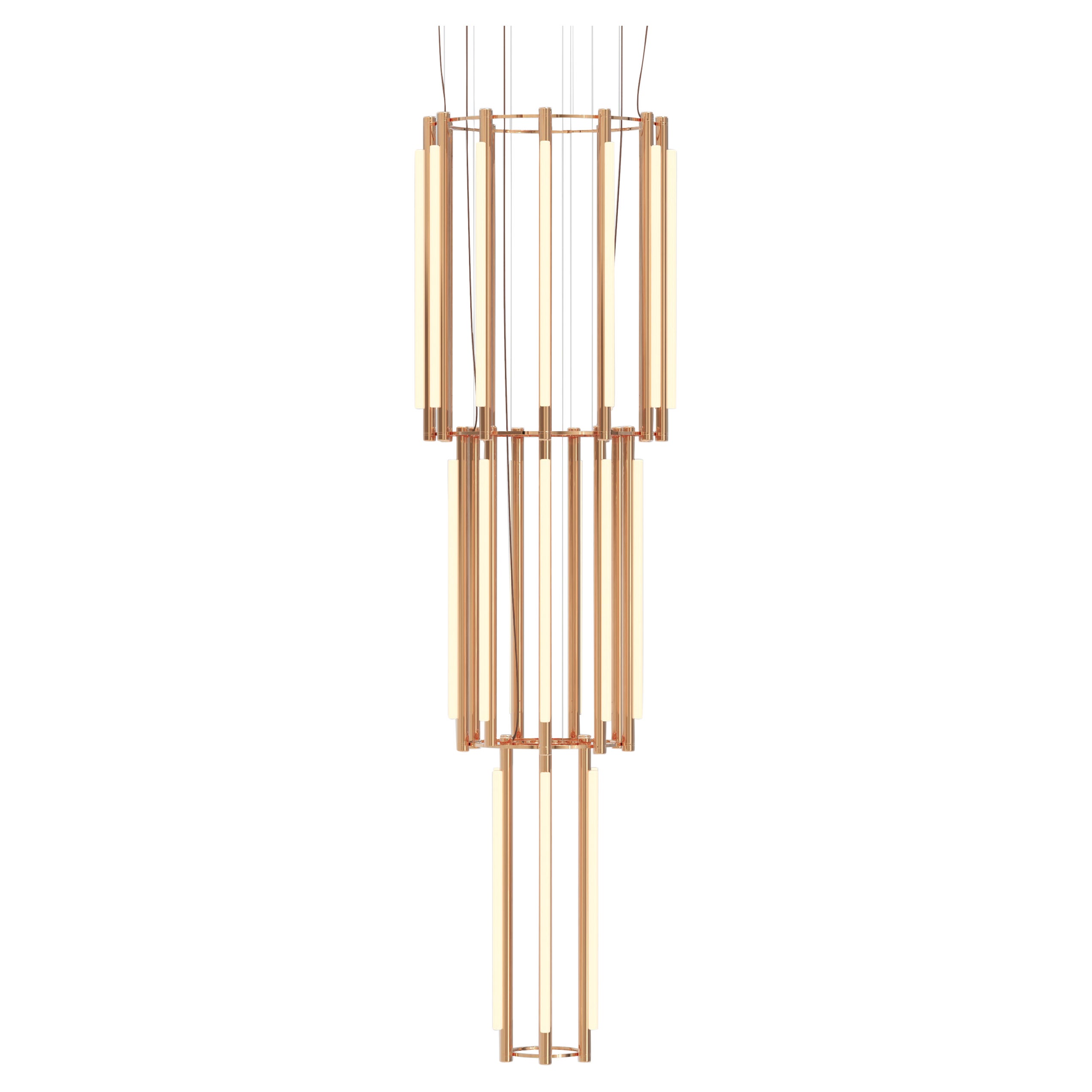 'Pipeline Chandelier 12 - Pendant' by Caine Heintzman for AND Light, Brass For Sale