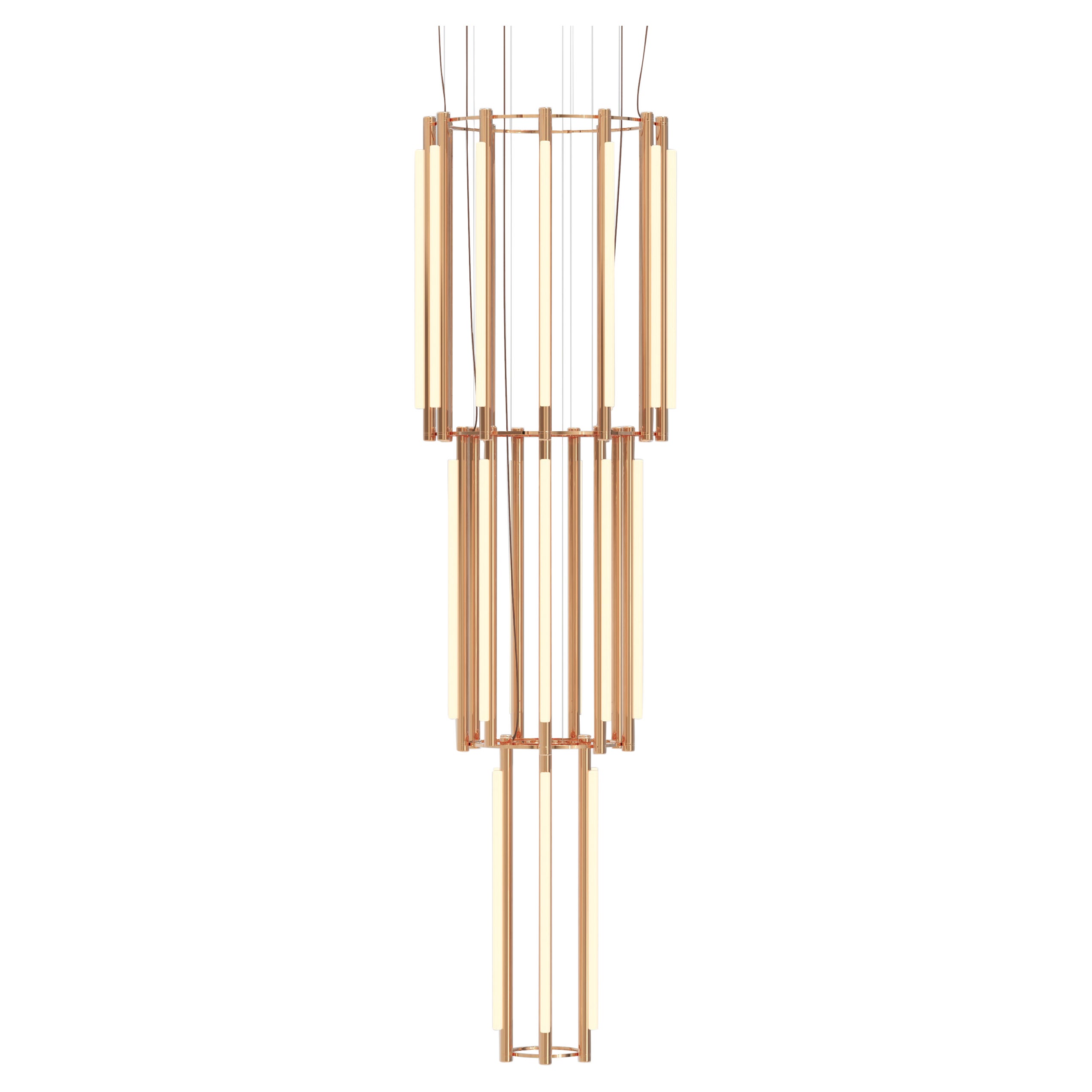 « Lustre Pipeline 12 - Pendentif » de Caine Heintzman pour AND Light, Copper