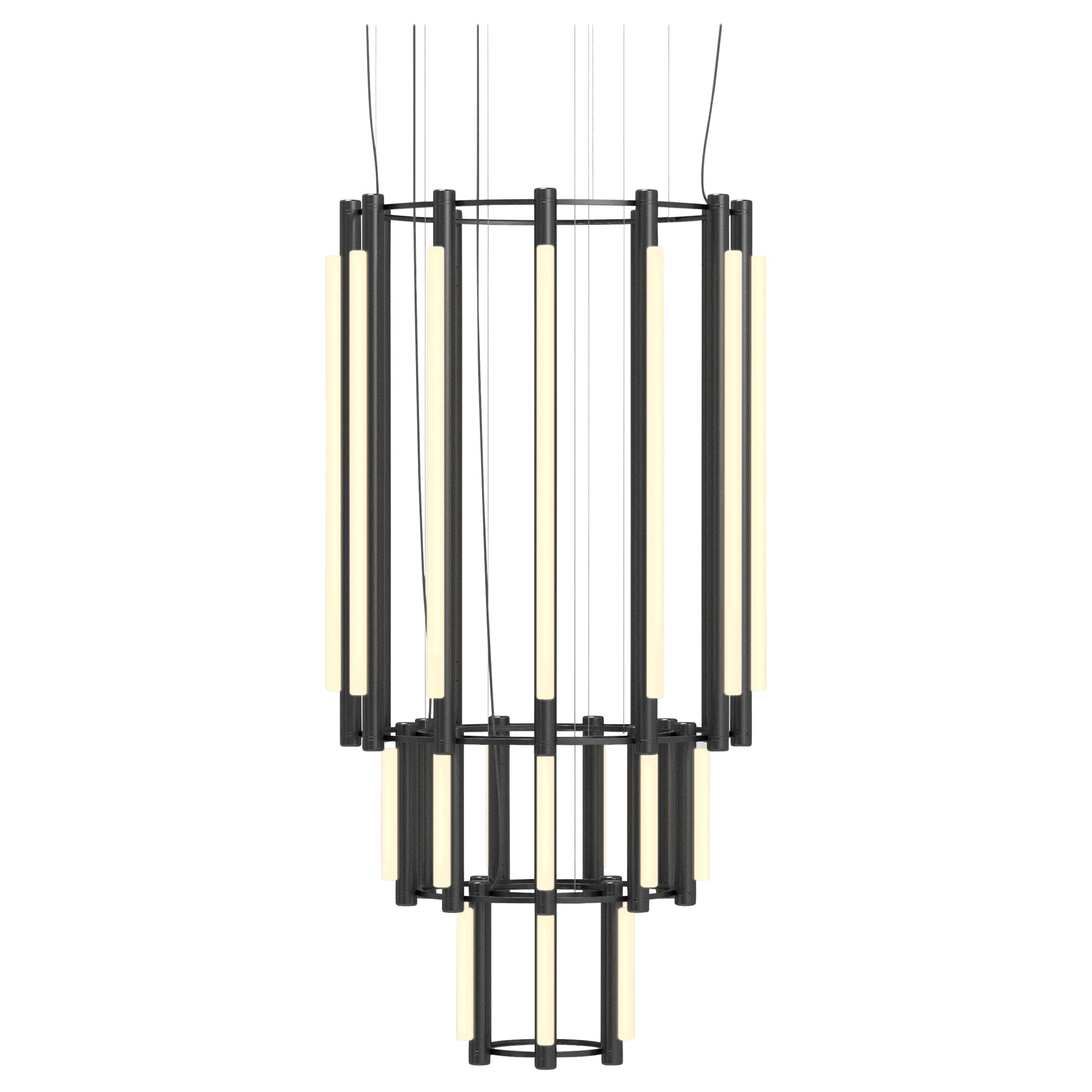 'Pipeline Chandelier 11 - Pendant' by Caine Heintzman for Andlight, Black For Sale