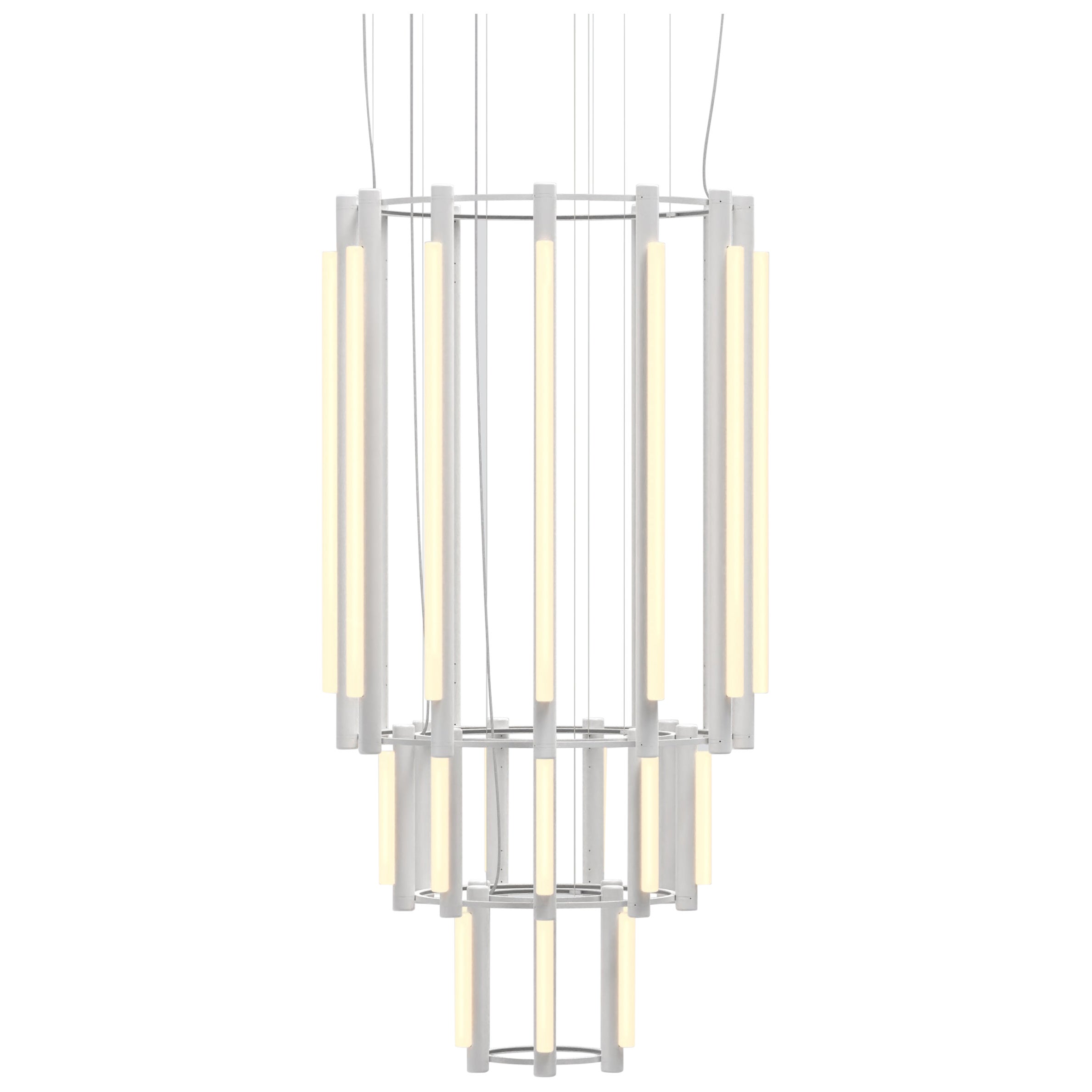 « Lustre Pipeline 11, pendentif » de Caine Heintzman pour Andlight, blanc