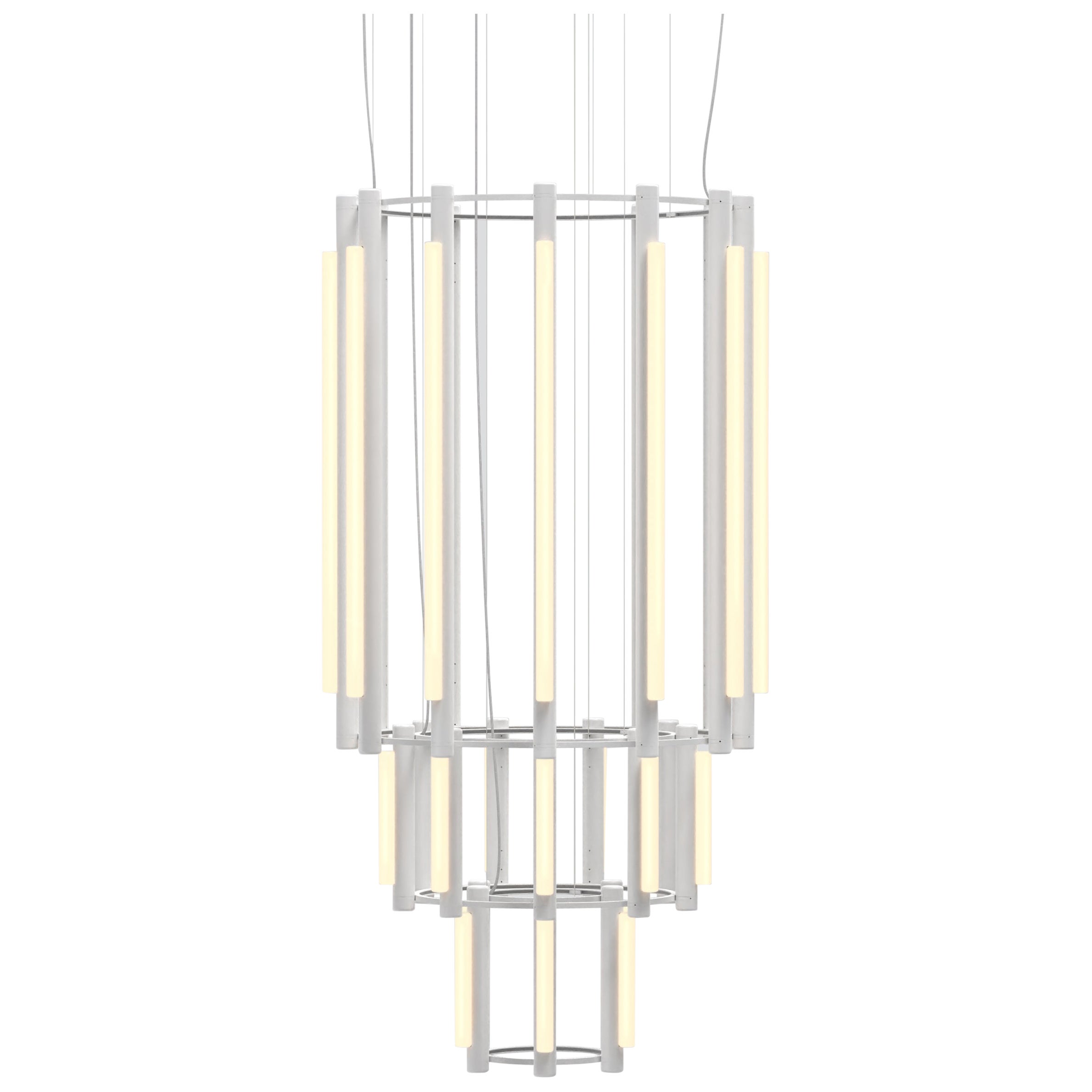 'Pipeline Chandelier 11, Pendant' by Caine Heintzman for Andlight, White