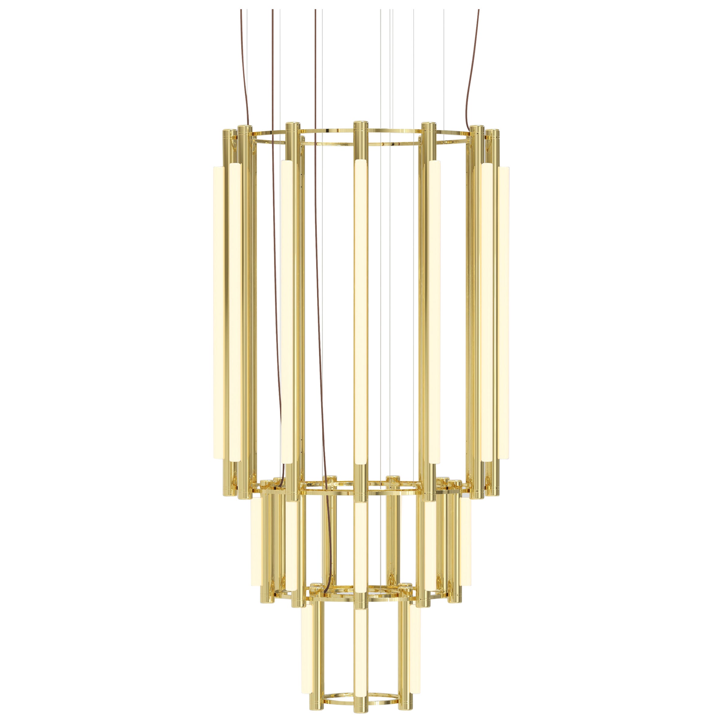 'Pipeline Chandelier 11 - Pendant' by Caine Heintzman for Andlight, Brass For Sale