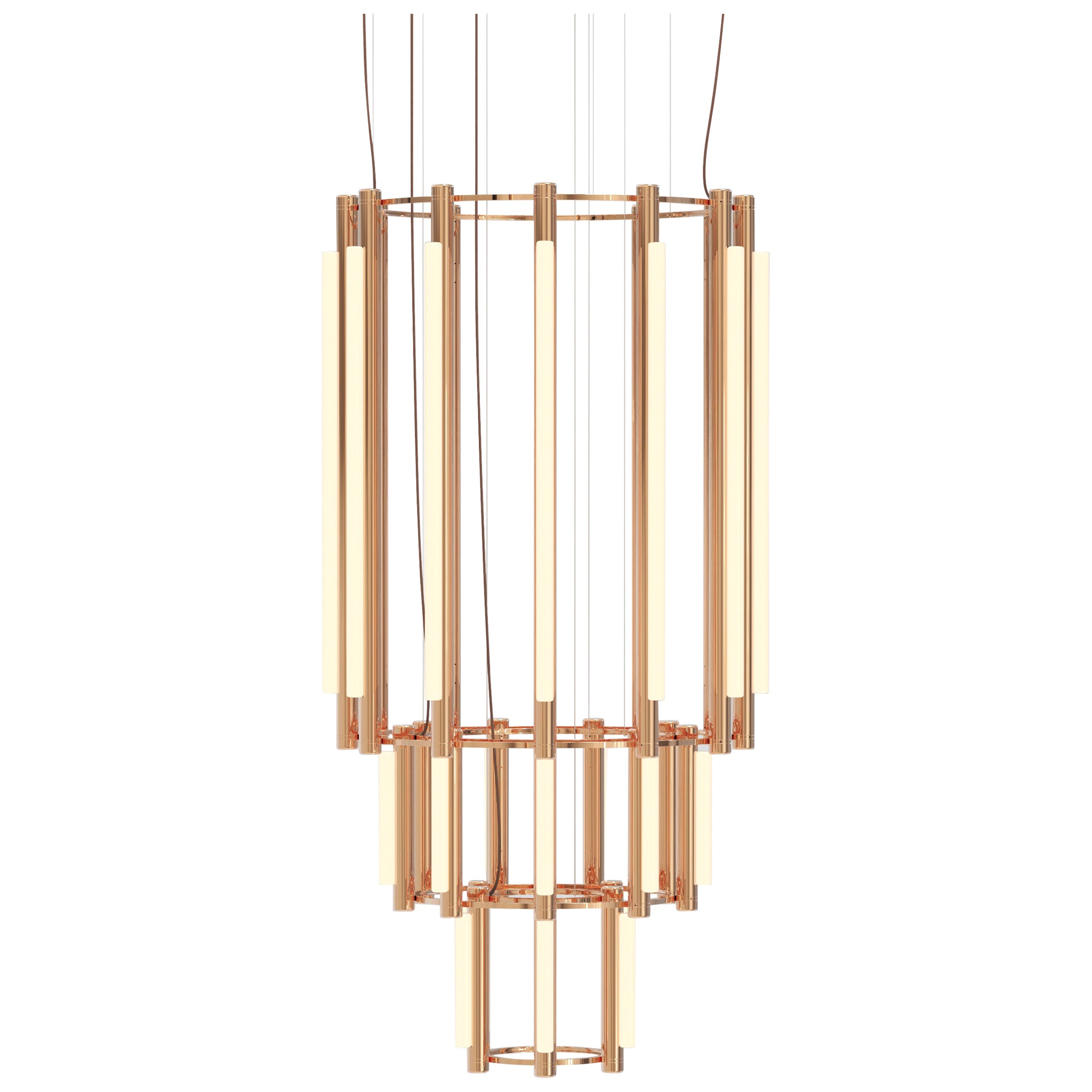 'Pipeline Chandelier 11, Pendant' by Caine Heintzman for Andlight, Copper For Sale