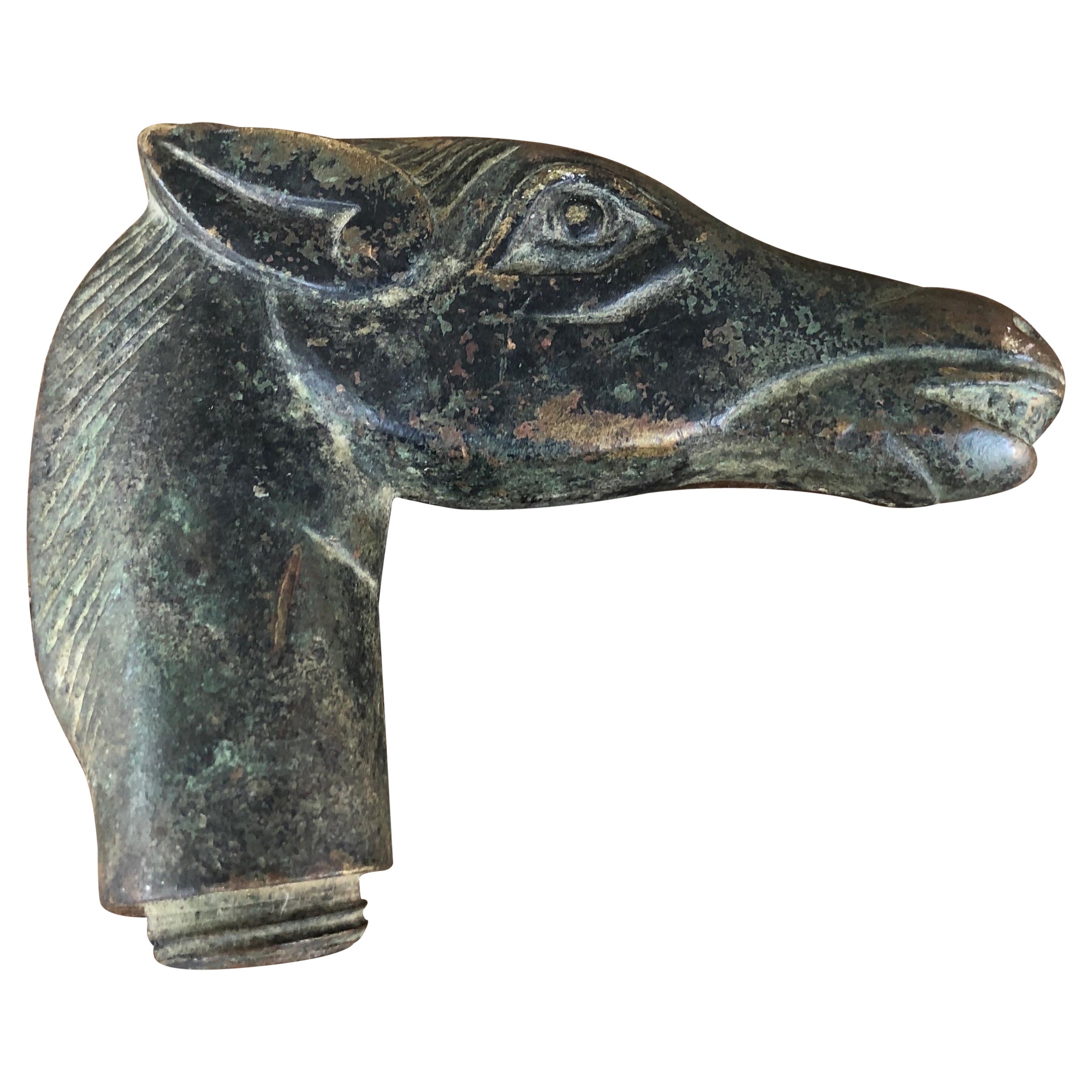 19th Century Bronze Horse Cane Handle For Sale