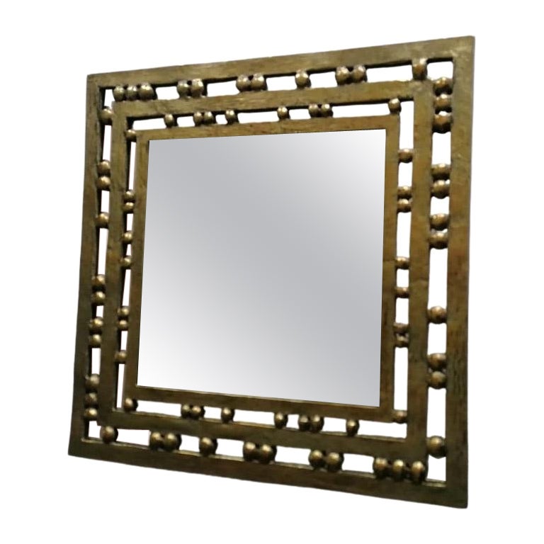 Austrian Mid-century Brass Mirror For Sale