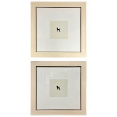 Vintage Two Large Poodles Silhouette in Custom Matted Frames