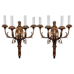 Pair Antique French Empire Bronze D'ore Wall-Lights, circa 1830-1850