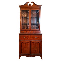 Antique English Sheraton Satinwood Inlaid Secretary w/ Rosewood Banding Ca. 1880