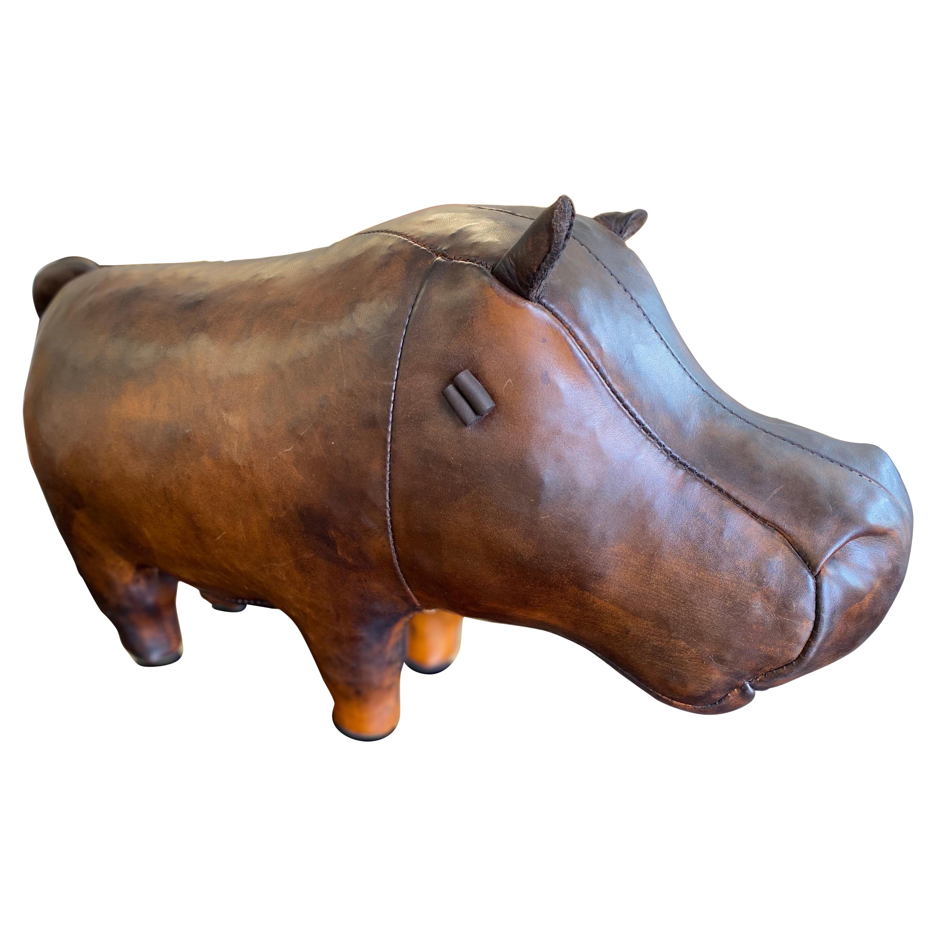 Leather Dimitri Omersa Baby Hippo Footstool