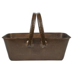 Vintage Large Solid Brass Trough / Basket with Double Handles, Italy