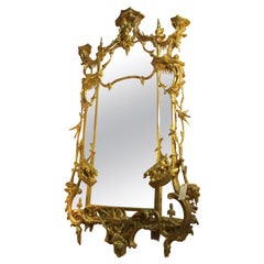 Very Fine and Rare 19th C Chinese Chippendale Water Gilt Mirror