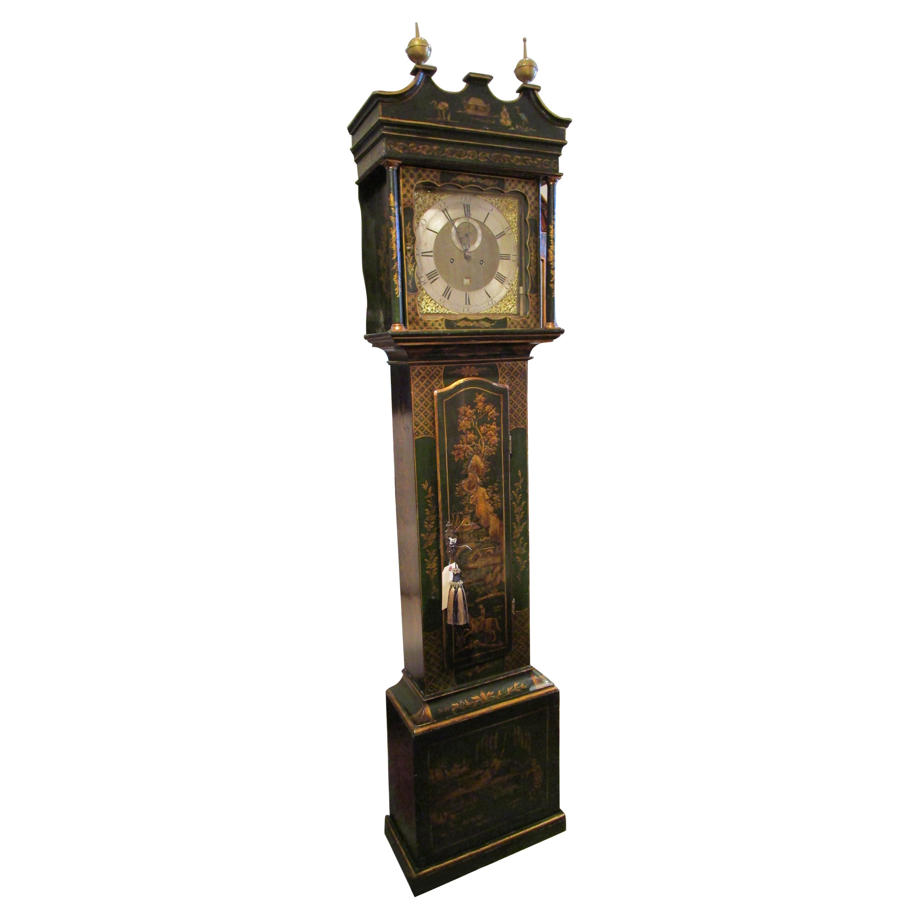 Fino reloj de pie chinoiserie lacado del siglo XIX de Triggs and Sons London