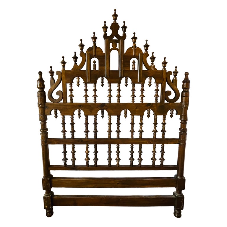 Victorian Eccentric Wooden Headboard, Jacobian Style, Walnut at 1stDibs