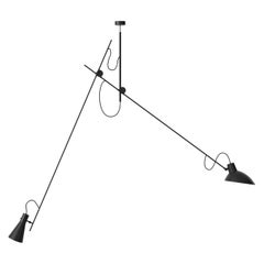 Cinquanta Black and Black Suspension Lamp by Vittoriano Viganò for Astep