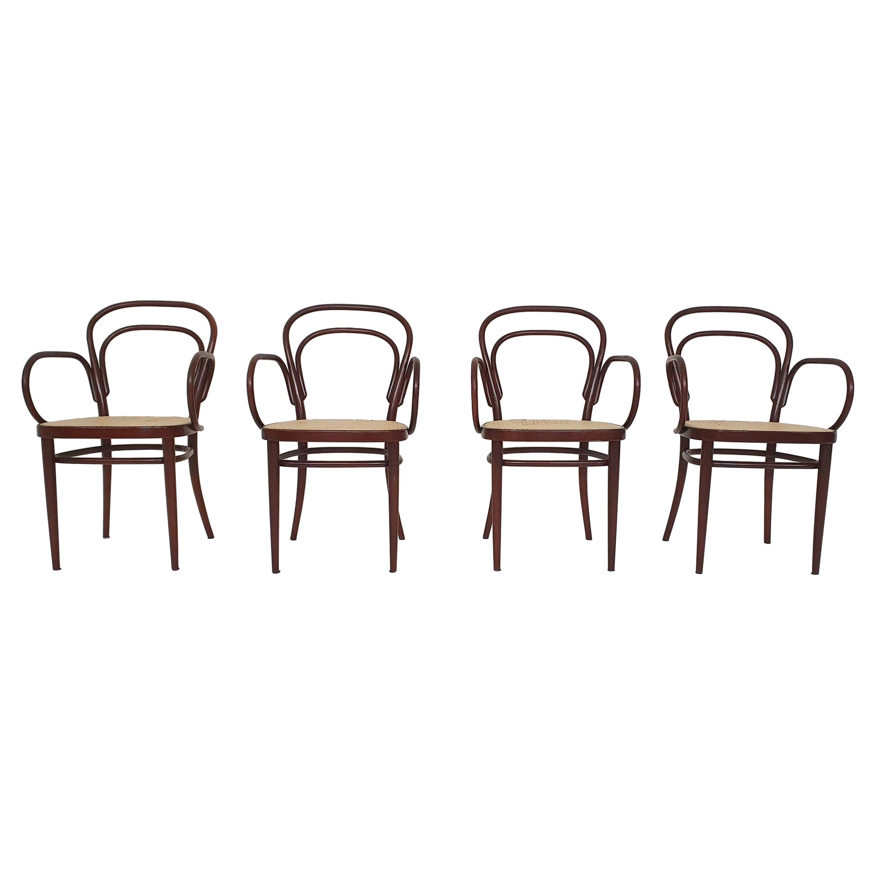 Set of 4 Thonet Model 78 Dining Chairs with Arm Rests