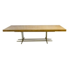 Vintage Dining, Conference Table, Japanese Ashwood Top on Gilt Metal Base, One Leaf