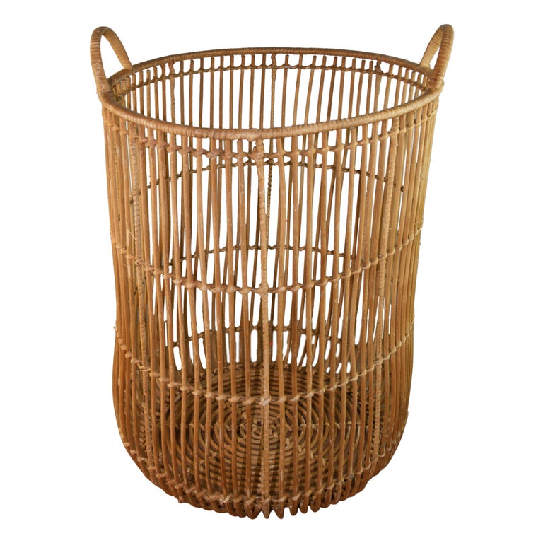 Large Wicker Basket with Handles For Sale at 1stDibs | wicker baskets ...