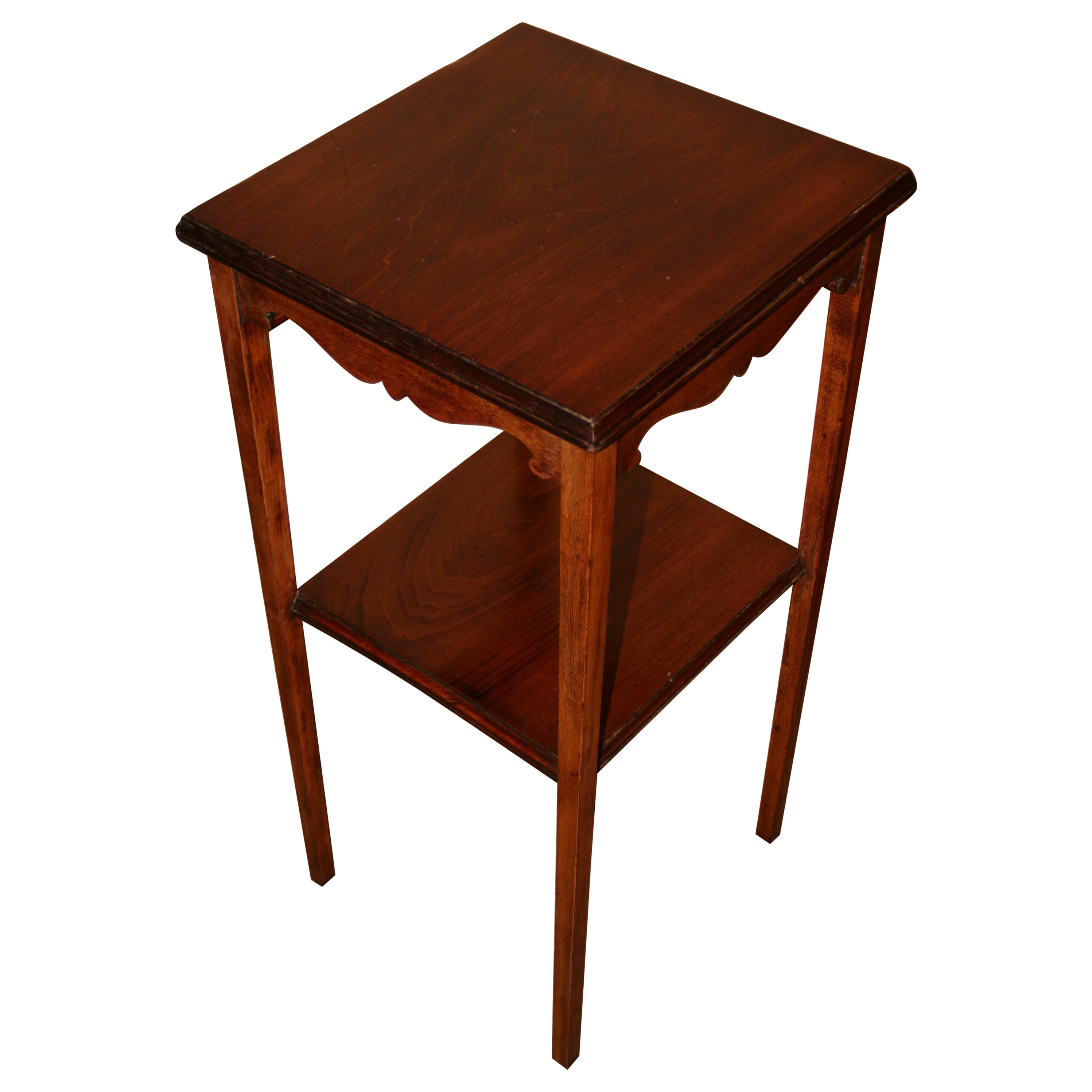 English Walnut Two Level Scalloped  Spider Leg Table / Pedestal 1920's For Sale