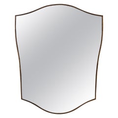 Large Mid-Century Brass Shield Mirror
