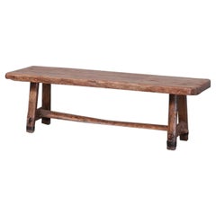 Brutalist Oak and Iron Mid-Century French Coffee Table