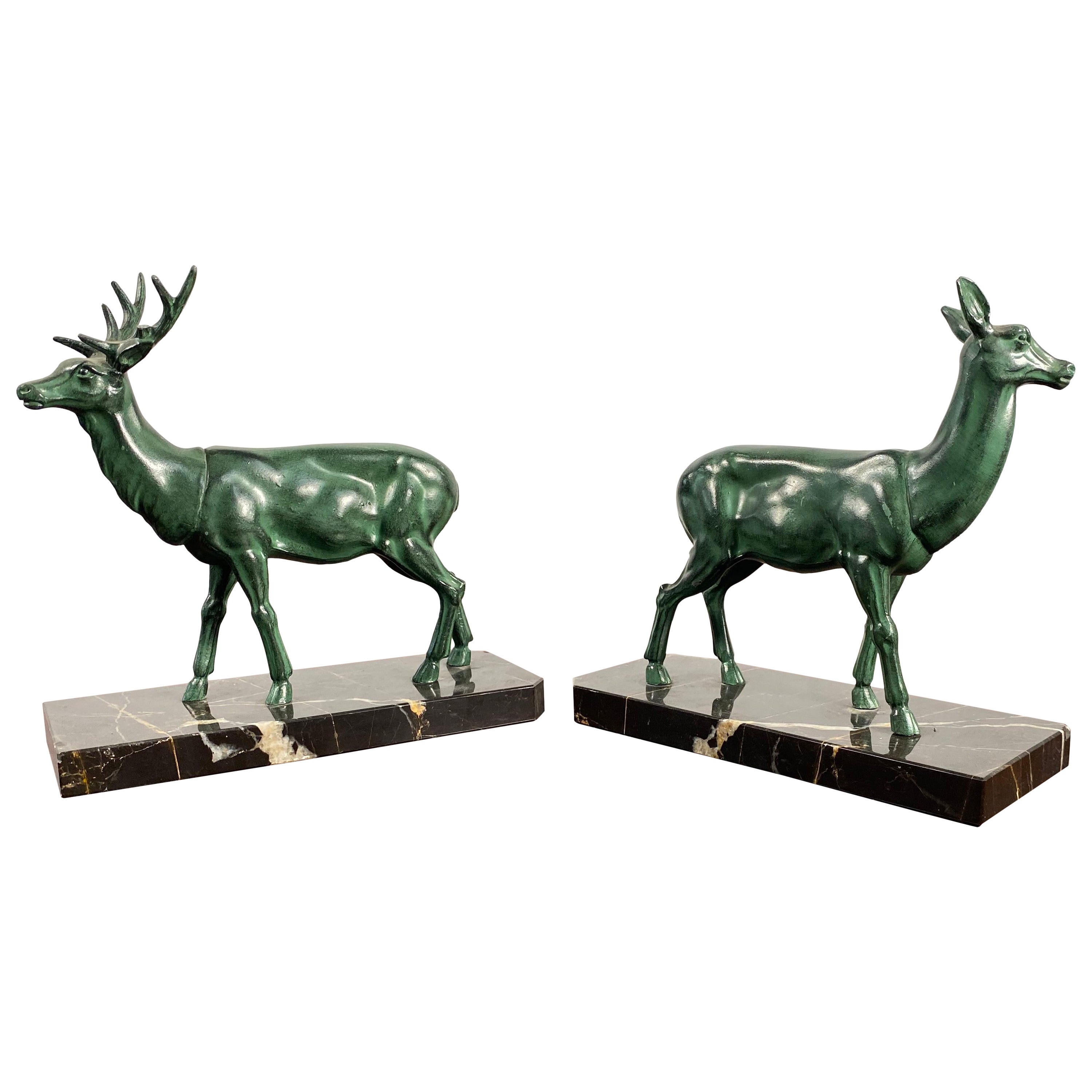 Pair of Ar Deco Deer Bookends, Circa 1920