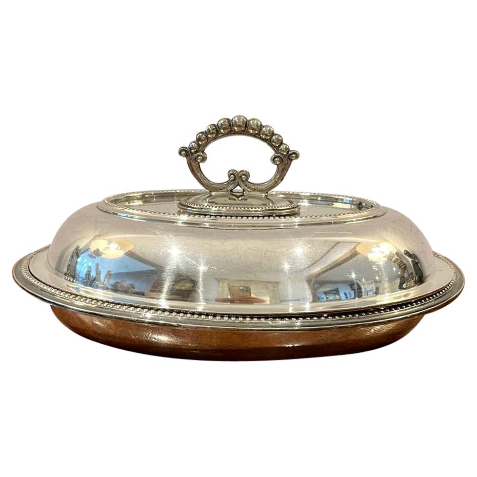 Antique Silver Plated Entree Dish For Sale at 1stDibs