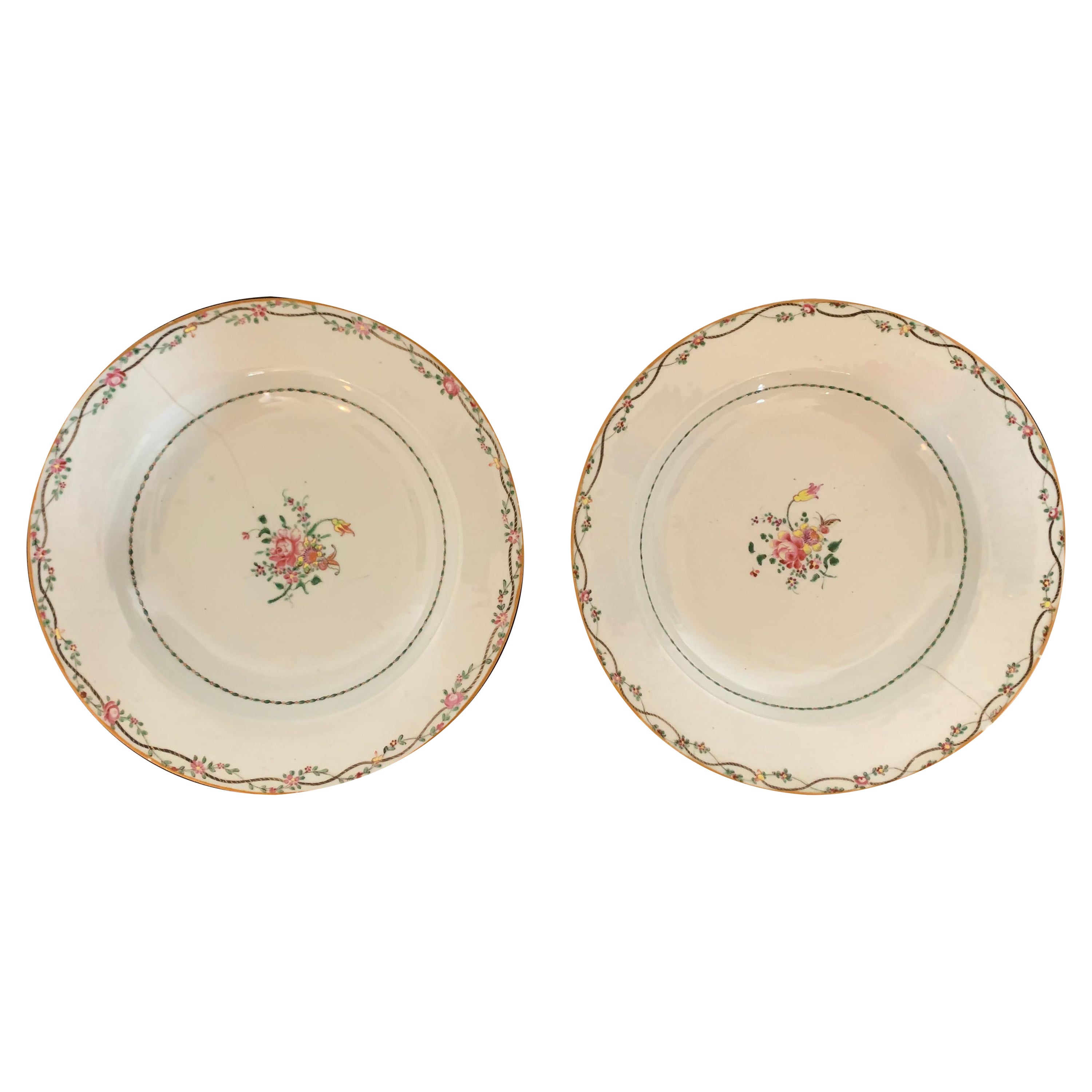Pair of Chinese Plate India Compagny 18th Century For Sale