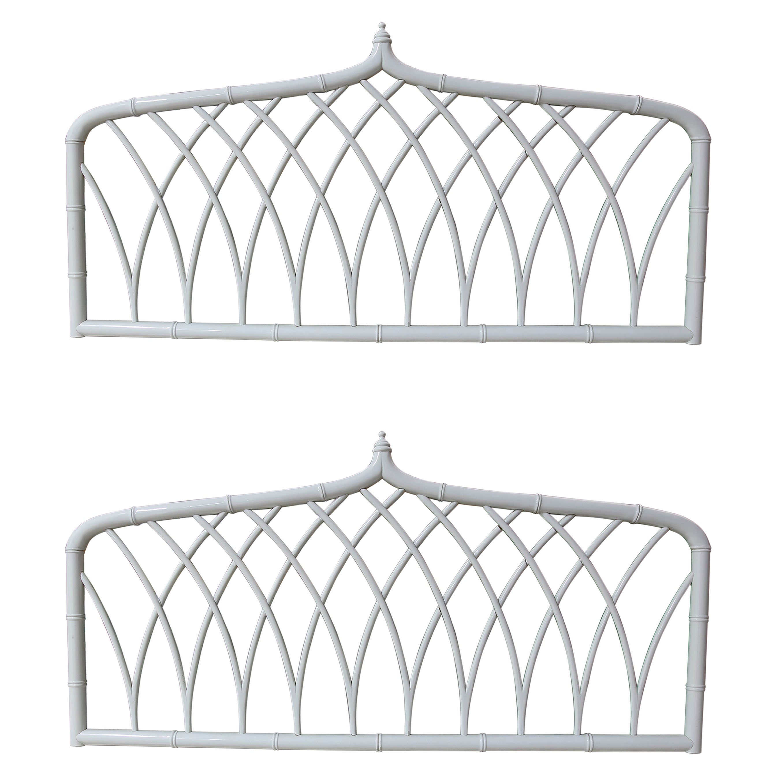 Pair of White Lacquered Wooden Headboards For Sale