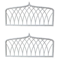 Pair of White Lacquered Wooden Headboards
