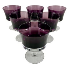 Retro Mid-Century Scandinavian Modern Denby-Milnor Purple Mirage Champagne Coupes, S/6