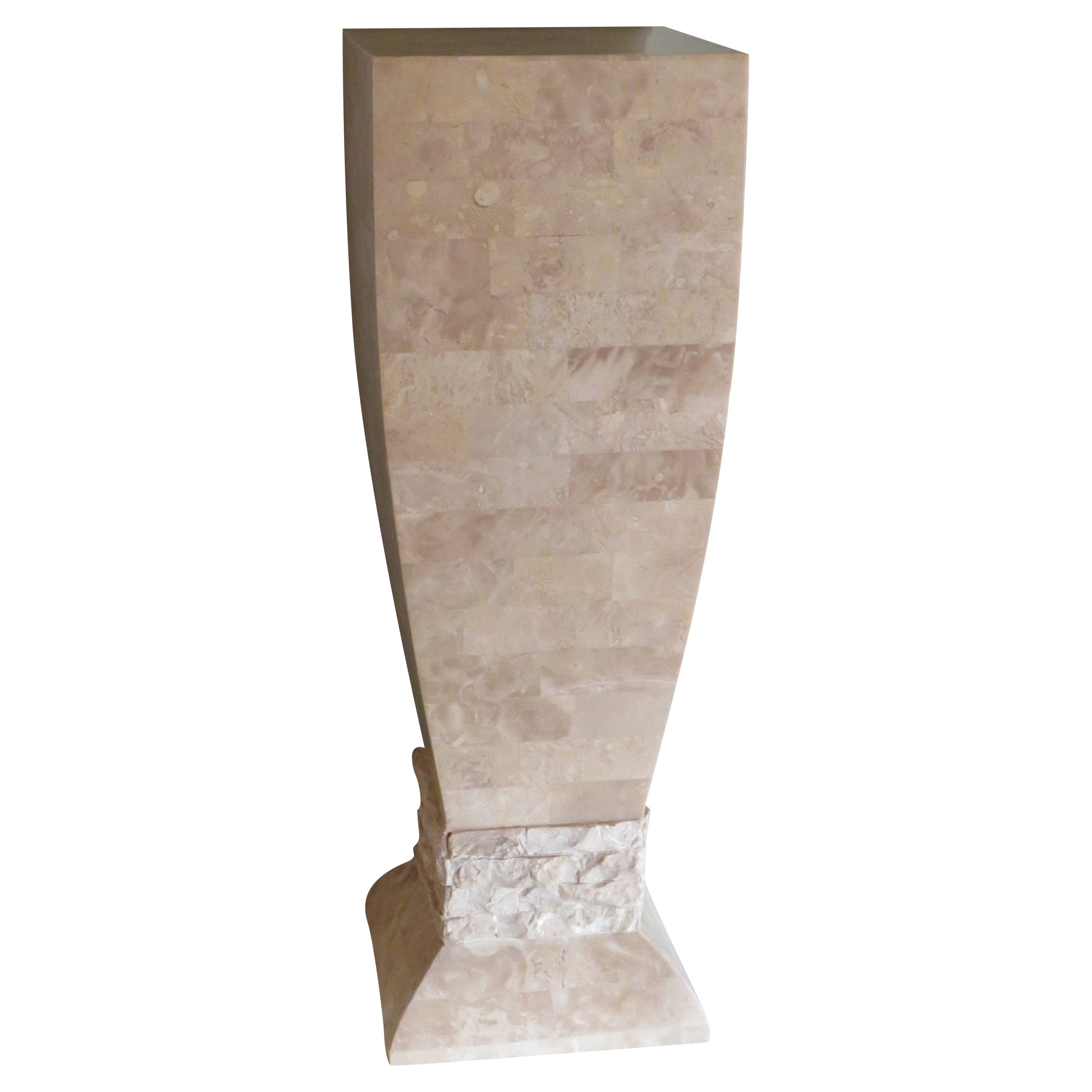 Hollywood Regency Style Travertine Column, Pedestal, Italy, 1970s For Sale