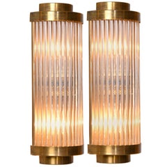 Pareja de apliques italianos de latón y cristal estilo art déco Ravello 2 extremos