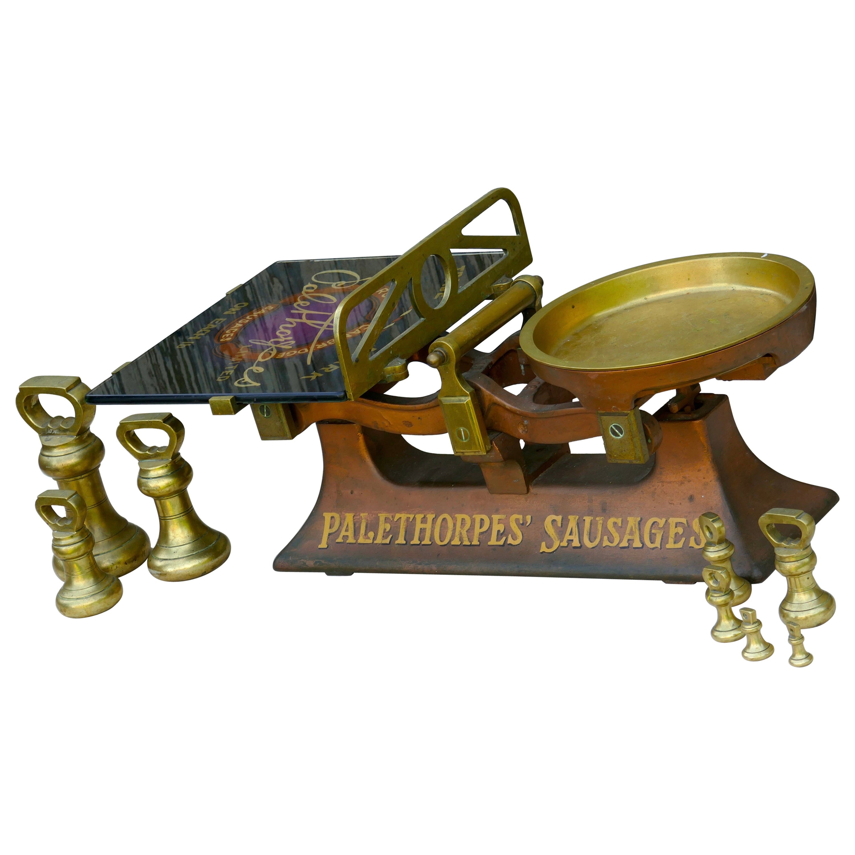 Palethorpes’ Sausage Scales, Victorian Butchers Balance Scales, with Brass Bell