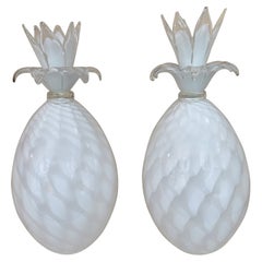 Paire de lampes ananas en verre de Murano par Isorivolta, Italie, 1970