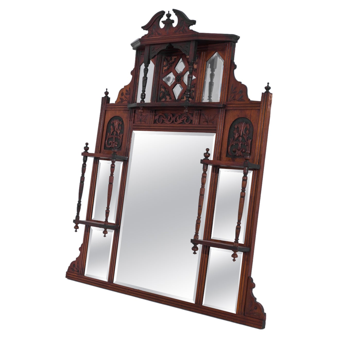 1920s French Mantle Mirror with Original Wooden Patina For Sale