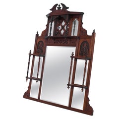 Französischer Kaminsims-Spiegel aus den 1920er Jahren mit originaler Holzpatina
