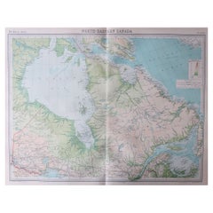 Large Original Vintage Map of Quebec & Ontario, Canada, circa 1920